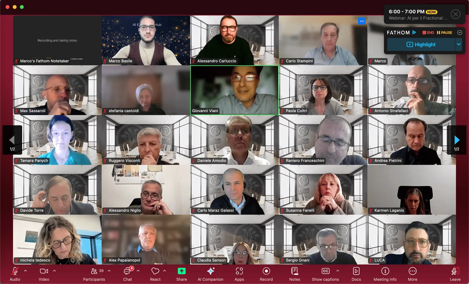 Webinar «AI per il Fractional Manager» del 26 marzo 2025: 39 partecipanti collegati